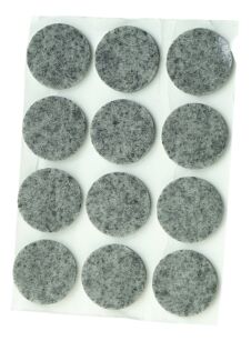 Grey adhesive felt under furniture, felt pads Ø 24 mm (12 pcs.)