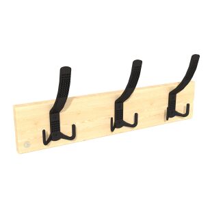 Wall-mounted clothes hanger with 3 hooks, raw