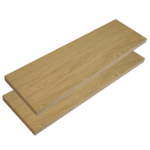 2x Oak-Effect Wall Shelves with Brackets, 650 x 150 x 18 mm