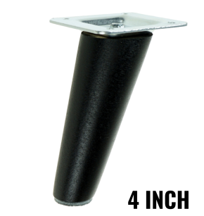 4 Inch, Black varnished inclined beech wooden furniture leg