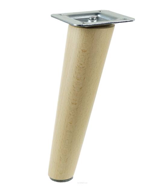 8 Inch, Natural varnished inclined beech wooden furniture leg