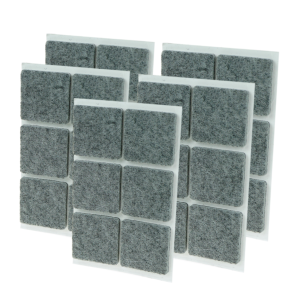 Grey adhesive felt under furniture, felt pads 30 x 30 mm (102 pcs.)