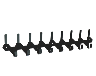 520mm rack with 17 holders, hook, black color, screw-mounted
