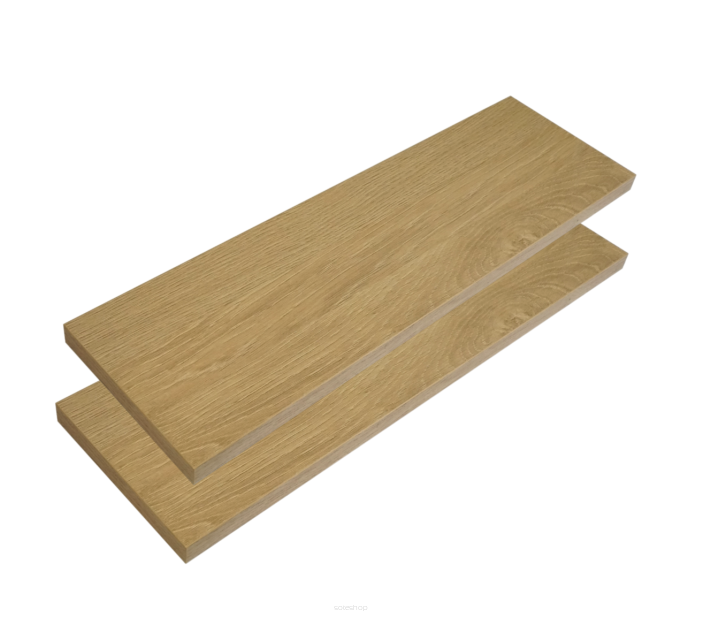 2x Oak-Effect Wall Shelves with Brackets, 400 x 150 x 18 mm