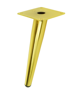 Metal inclined leg cone 23 cm, with mounting plate, gold