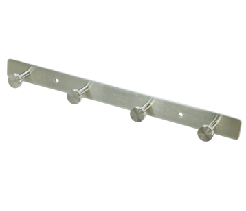 A stainless steel hanger with 4 handles and a hook, screw-mounted