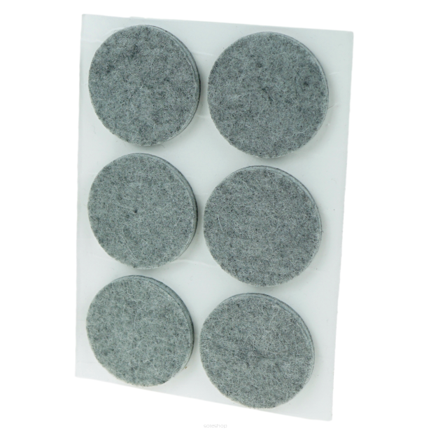 Grey adhesive felt under furniture, felt pads Ø 34 mm (6 pcs.)