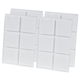 White adhesive felt under furniture, felt pads 30 x 30 mm (24 pcs.)