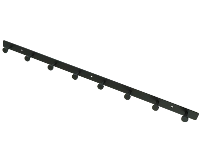 A rack with 8 hooks, a hook, stainless steel, black, mounted