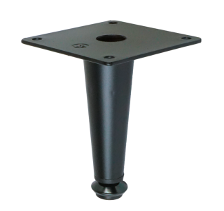 Metal leg straight adjustable cone 10 cm, with mounting plate, black matt