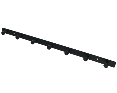  A wall-mounted rack with 7 hooks, a hook, made of stainless steel, black, and fastened with screws