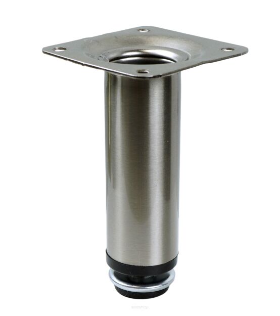 Adjustable steel leg, 10 CM, with mounting plate, steel brass