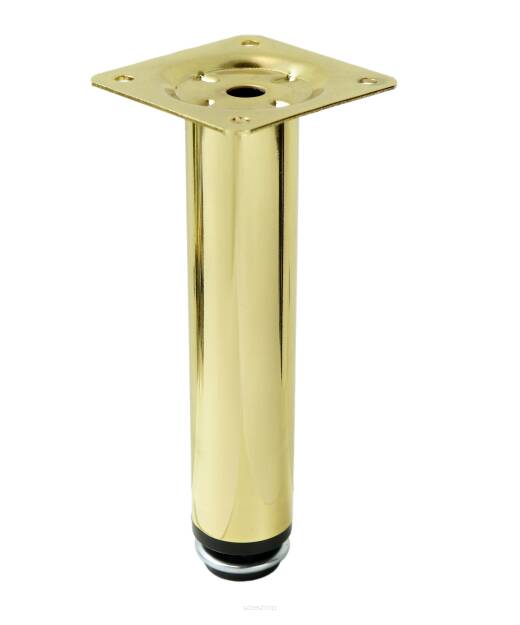 Adjustable steel leg, 15 CM, with mounting plate, brass