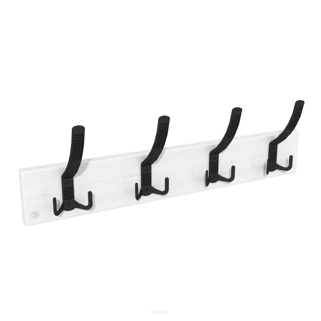 Wall-mounted clothes rack, with 4 hooks, white