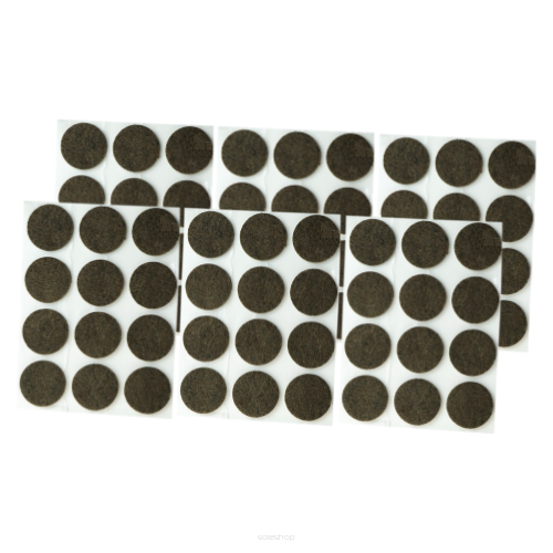 Brown adhesive felt under furniture, felt pads Ø 28 mm (108 pcs.)