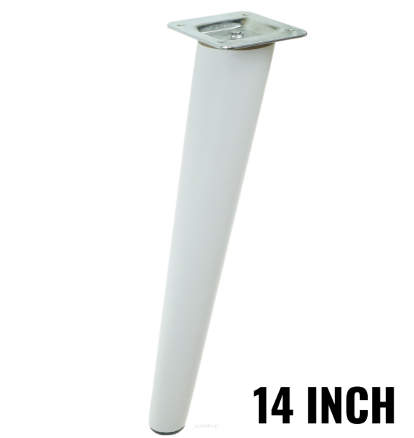 14 Inch, White varnished inclined beech wooden furniture leg
