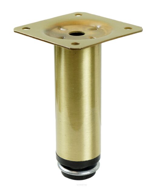 Adjustable steel leg, 10 CM, with mounting plate, brushed brass