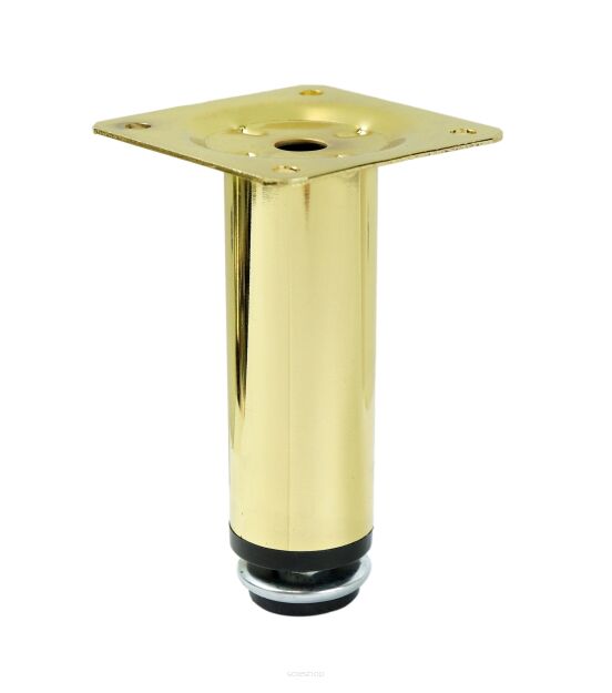 Adjustable steel leg, 10 CM, with mounting plate, brass