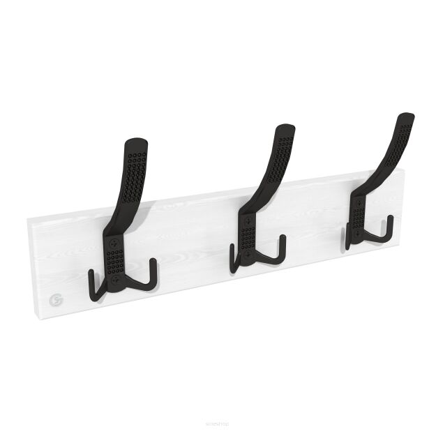 Wall-mounted clothes hanger with 3 hooks, white