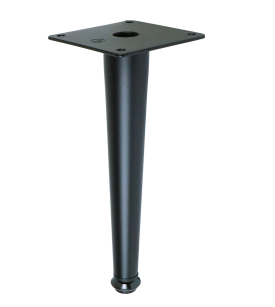 Metal leg straight adjustable cone 20 cm, with mounting plate, black matt
