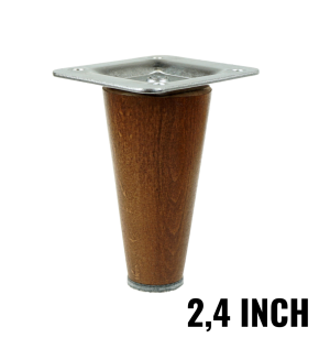2,4 inch, Wallnut tapered wooden furniture leg