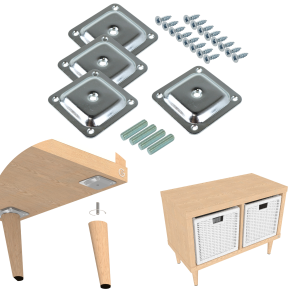 Mounting set for wooden legs