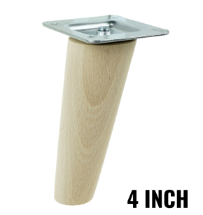 4 Inch tapered wooden inclined unfinished furniture leg