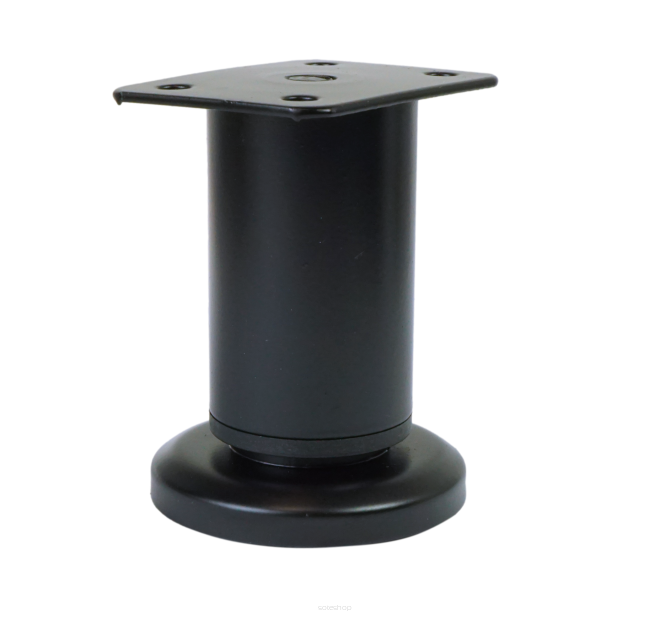 Adjustable steel leg 8 - 12 CM with mounting plate, black