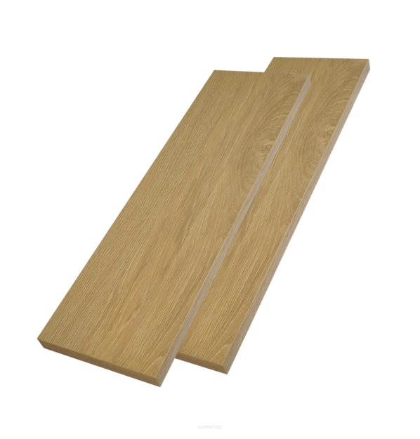 2x Oak-Effect Wall Shelves with Brackets, 400 x 200 x 18 mm