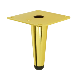 Metal straight leg cone 10 cm, with mounting plate, gold