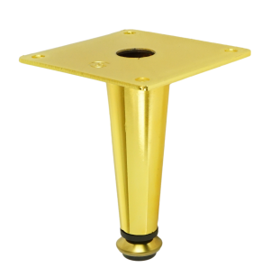 Metal leg straight adjustable cone 10 cm, with mounting plate, gold