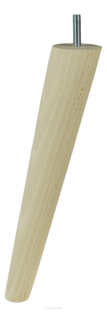 10 Inch tapered wooden unfinished furniture leg with threaded bar