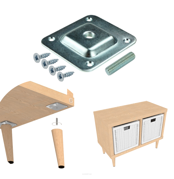 Mounting set for wooden legs