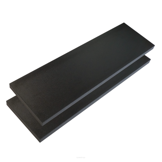 2x Black Wall Shelves with Brackets, 650 x 150 x 18 mm