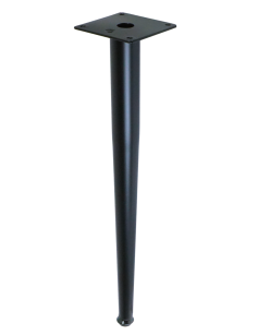 Metal leg straight adjustable cone 40 cm, with mounting plate, black matt