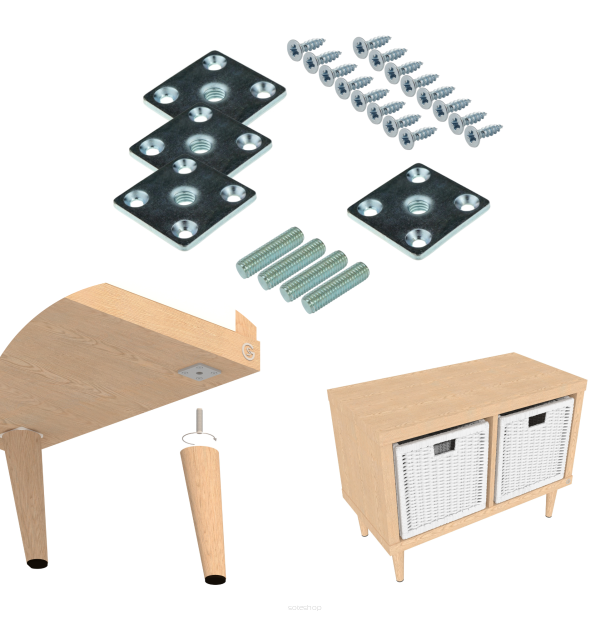 Mounting set for wooden legs