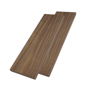 2x Walnut-Effect Wall Shelves with Brackets, 400 x 200 x 18 mm