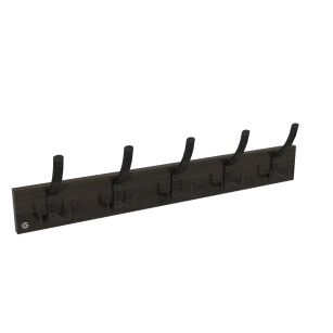 Wall-mounted clothes rack with 5 hooks, black