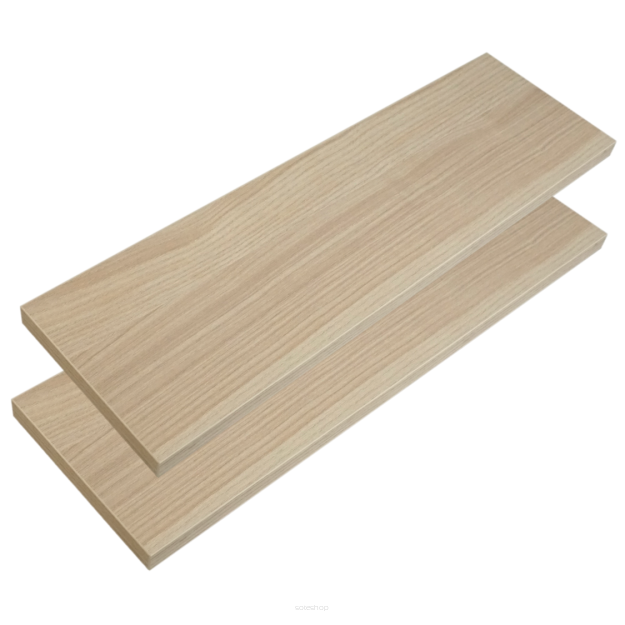 2x Light Ash-Effect Wall Shelves with Brackets, 500 x 150 x 18 mm