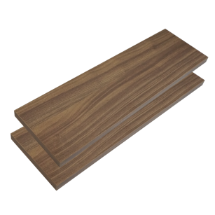 2x Walnut-Effect Wall Shelves with Brackets, 650 x 150 x 18 mm