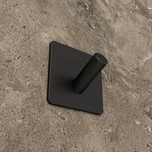 Hook, single square diagonal handle, stainless steel, self-adhesive black