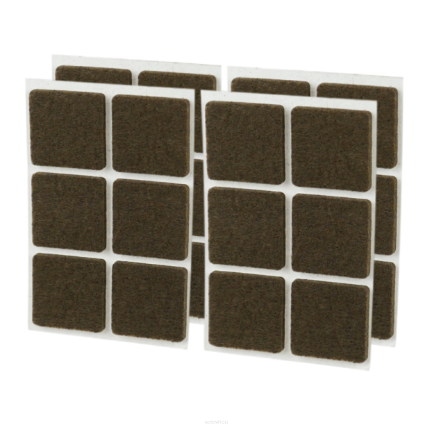 Brown adhesive felt under furniture, felt pads 30 x 30 mm (24 pcs.)