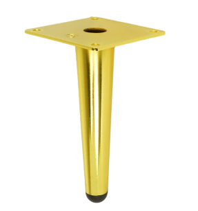 Metal straight leg cone 15 cm, with mounting plate, gold