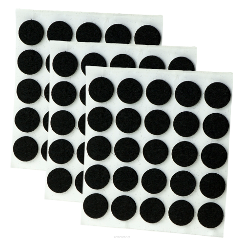 Black adhesive felt under furniture, felt pads fi 16 mm (75 pcs.)