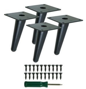 Inclined metal furniture legs 13 cm set with screws