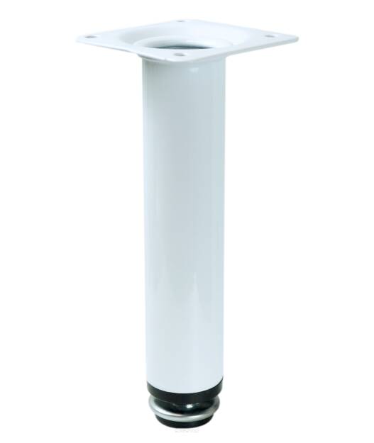 Adjustable steel leg, 15 CM, with mounting plate, white