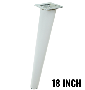 18 Inch, White varnished inclined beech wooden furniture leg