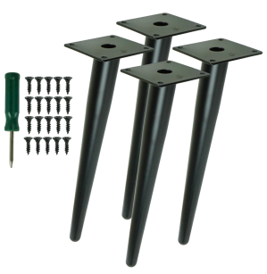 Inclined metal furniture legs 30 cm set with screws