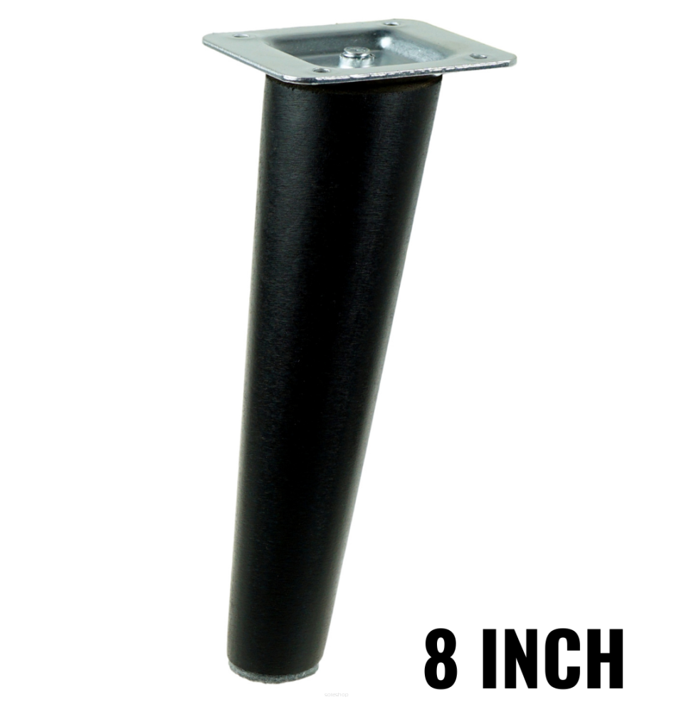 8 Inch, Black varnished inclined beech wooden furniture leg
