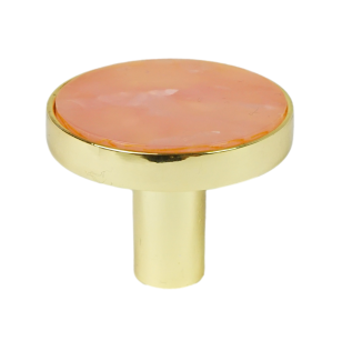 Furniture knob, pink PADWA, glossy gold